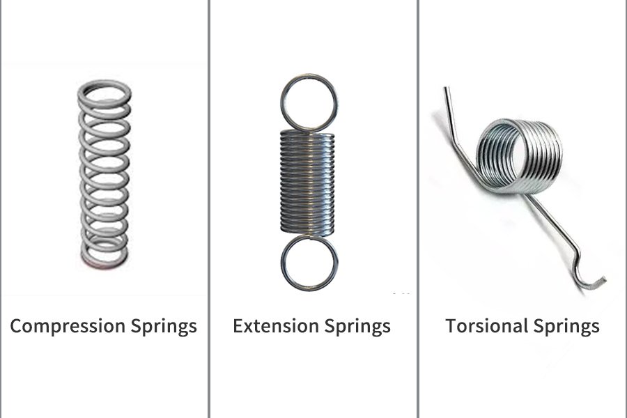 What are the three types of metal springs?